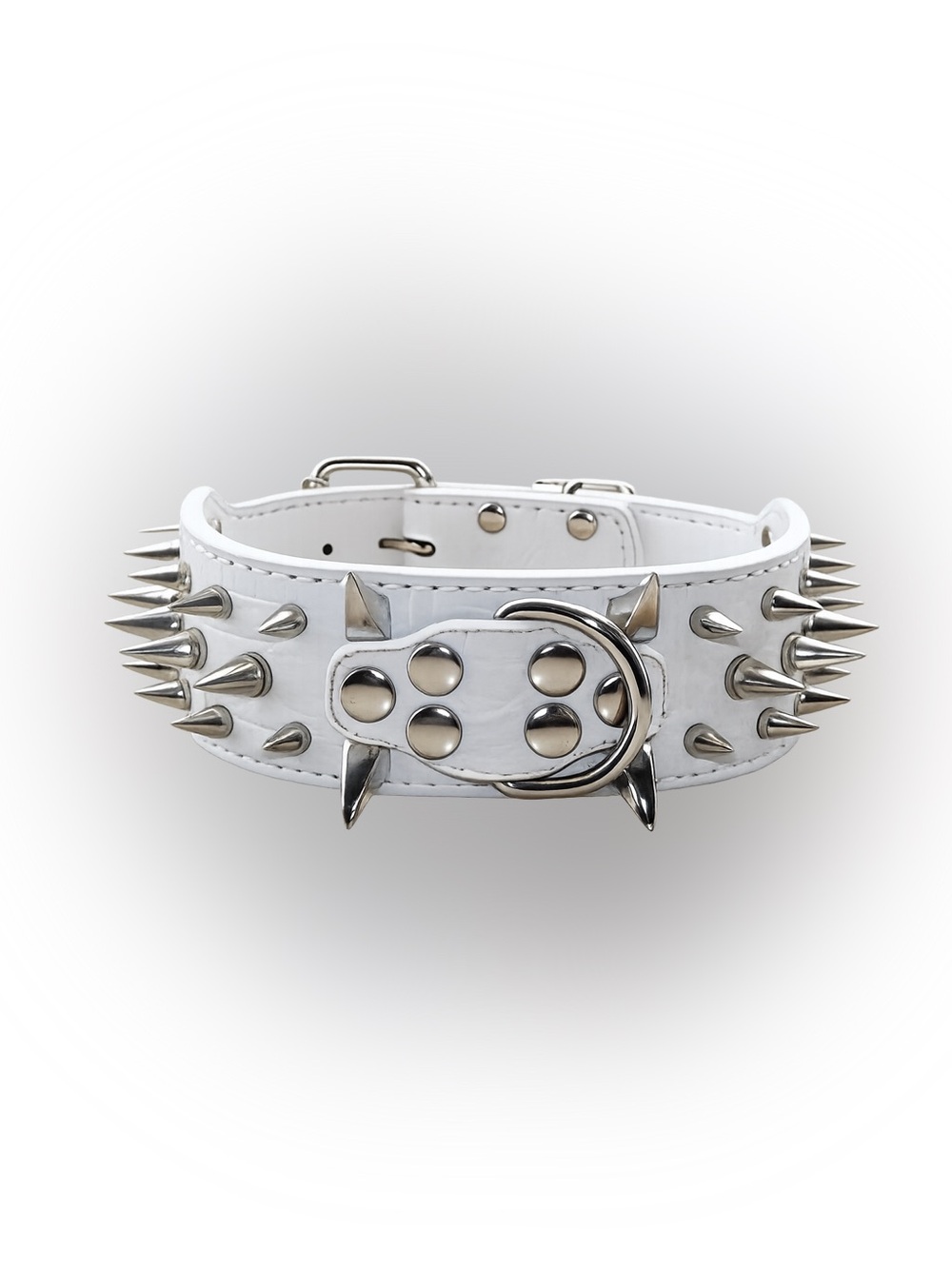 White Spiked Dog Collar | Medium 17–20”